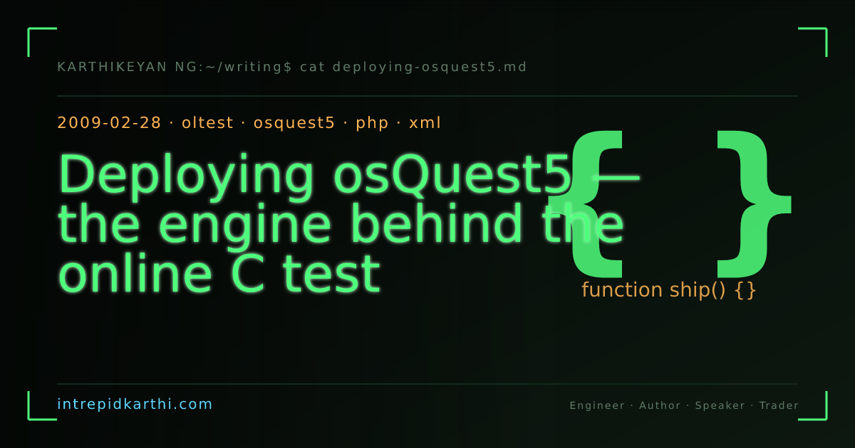Deploying osQuest5 — the engine behind the online C test — banner