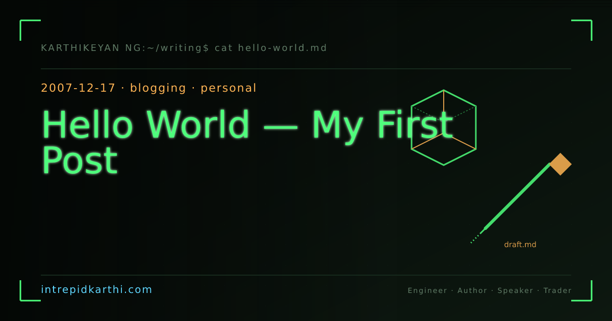 Hello World — My First Post — banner