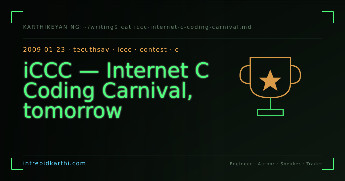 iCCC — Internet C Coding Carnival, tomorrow — banner