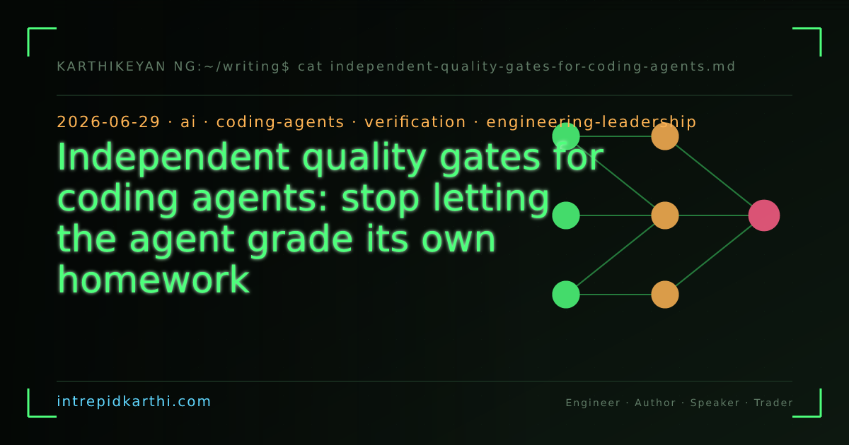 Independent quality gates for coding agents: stop letting the agent grade its own homework — banner