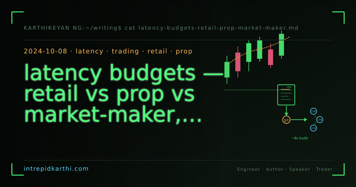 latency budgets — retail vs prop vs market-maker, in numbers — banner