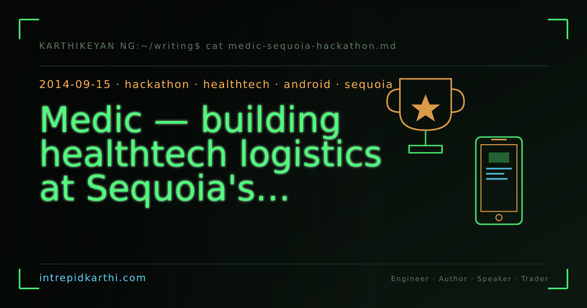 Medic — building healthtech logistics at Sequoia's 2014 hackathon — banner