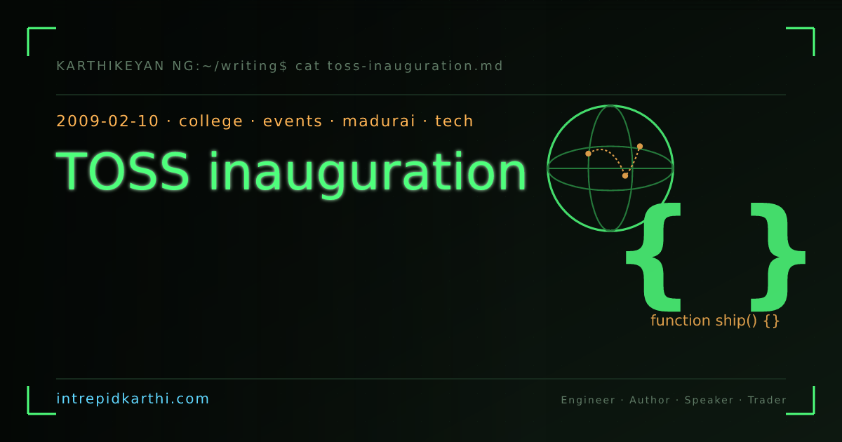 TOSS inauguration — banner