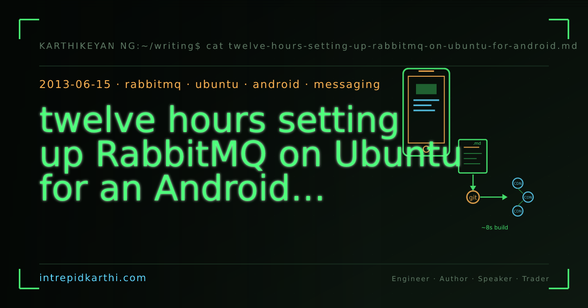 twelve hours setting up RabbitMQ on Ubuntu for an Android chat app — banner