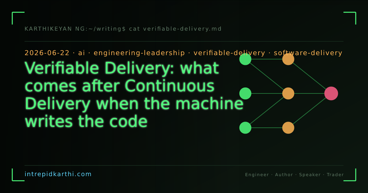 Verifiable Delivery: what comes after Continuous Delivery when the machine writes the code — banner